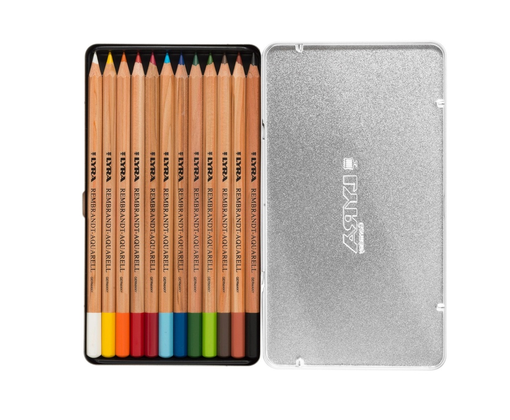 Metal Case Rembrandt Aquarell 12 Assorted Watercoloured Coloured Pencils