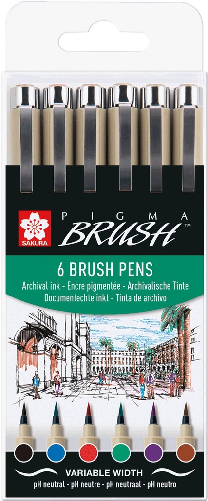 Pigma Brush Pen Wallet Set Of 6pcs Sakura