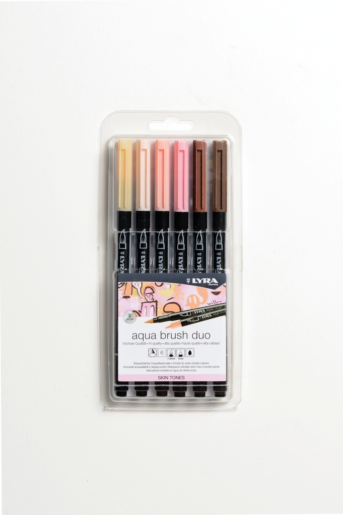 Hangable Plastic Box Aqua BruSH Duo Skin Tones Set 6 Double Tip Markers