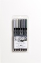 Hangable Plastic Box Aqua BruSH Duo GRey Tones Set 6 Double Tip Markers