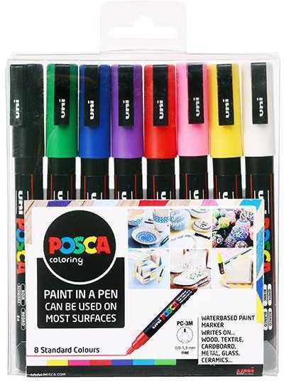 Uni Posca Pc-3M Bullet Set Of 8 Assorted