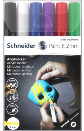 Acrylic Marker Paint-It 310 2mm Wallet Set3 6 Pieces Assorted