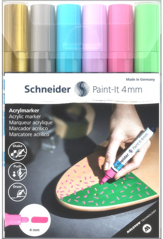 Acrylic Marker Paint-It 320 4mm Wallet Set2 6 Pieces Assorted