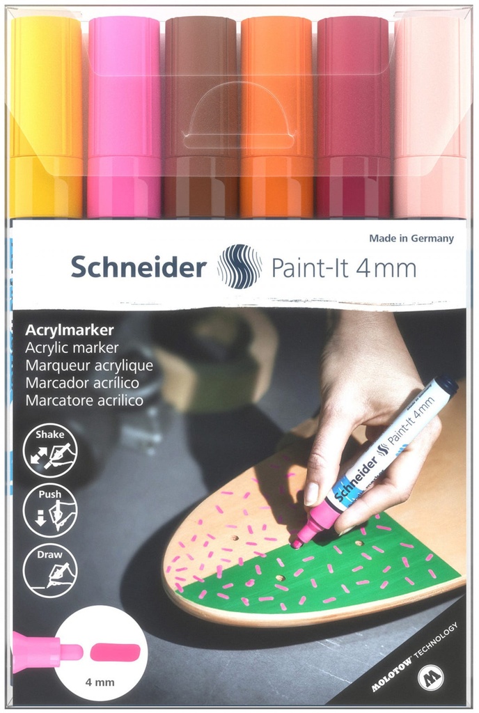 Acrylic Marker Paint-It 320 4mm Wallet Set3 6 Pieces Assorted