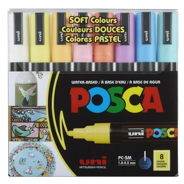 Uni Posca PC-5M Soft Colors PAC=08C
