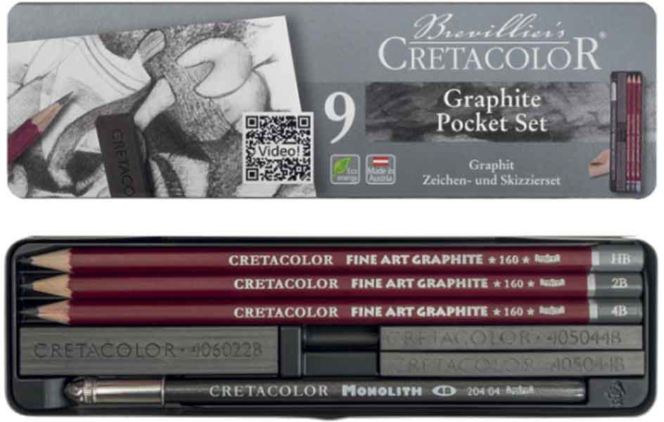 Graphite Pocket Set - 9 Pcs, Tin Box