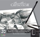 Charcoal & Drawing Set of 20 pcs - BLACK BOX, tin box