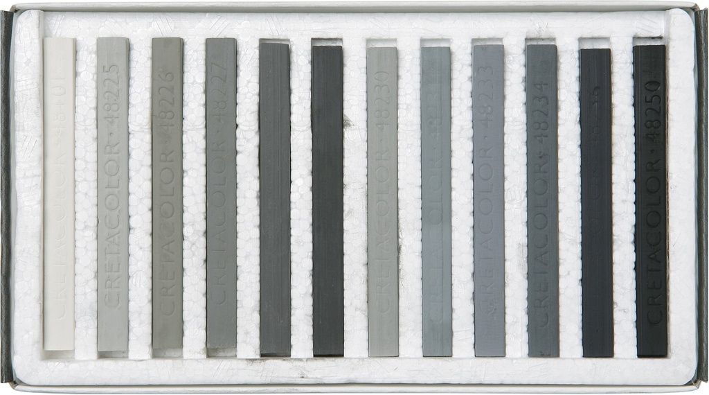 Grey Chalks Set Of 12 Pcs Assortment In Cardboard Box