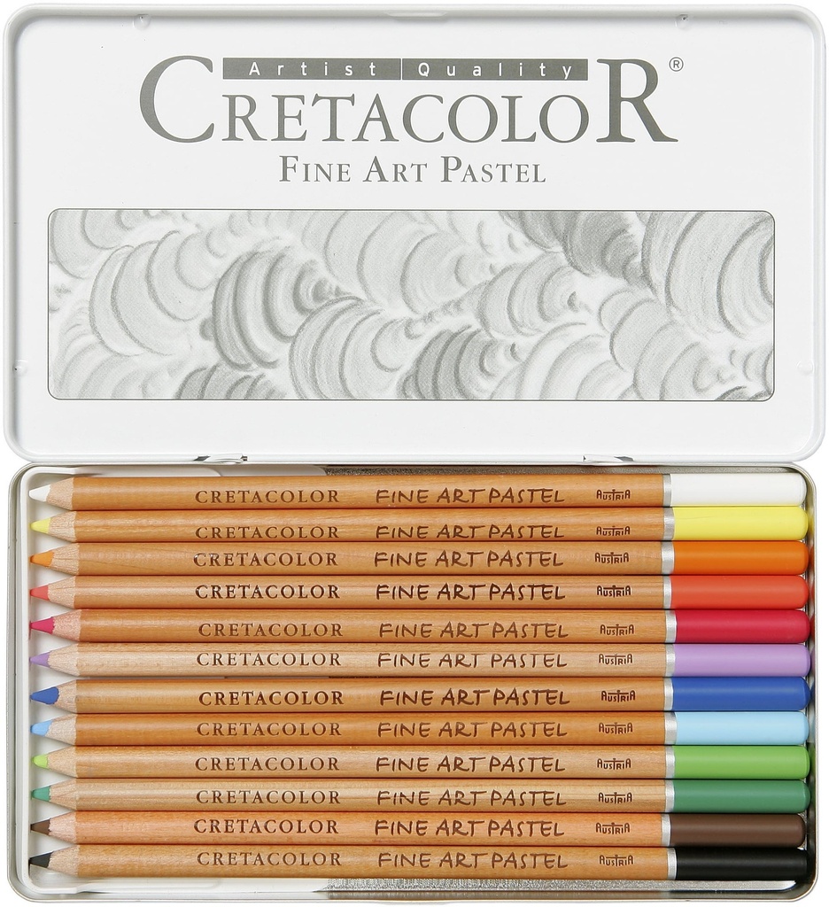 Pastel Pencils - Fine Art Pastel Set Of 12 Color Assortment In Tin Box