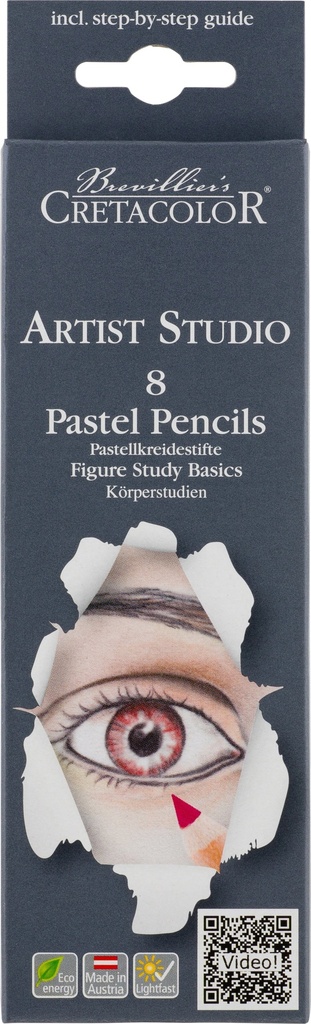 Pastel Pencils Portrait Set Of 8 - Artist Studio Line - Cardboard Box