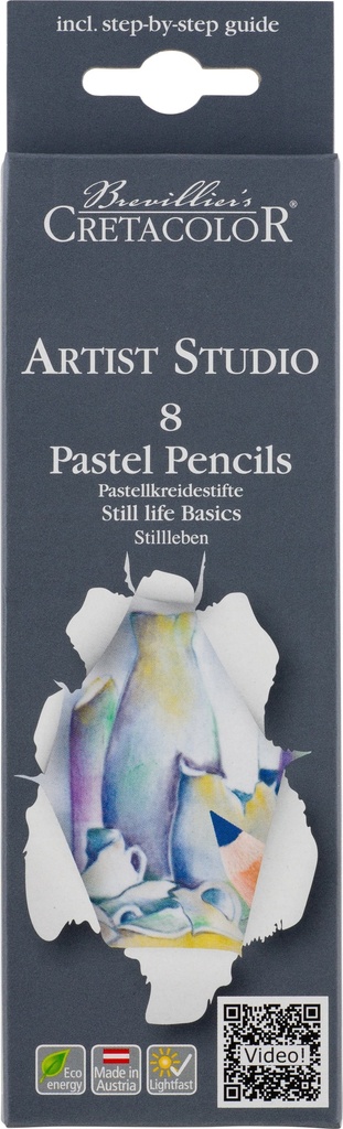 Pastel Pencils Still Life Set Of 8 - Artist Studio Line - Cardboard Box