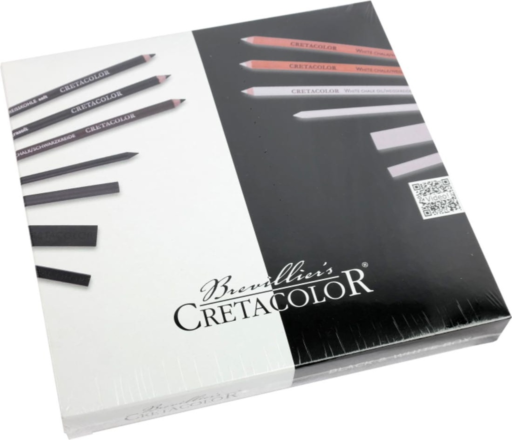 Black & White Set Of 25 Sketching Elements, Small Wooden Box