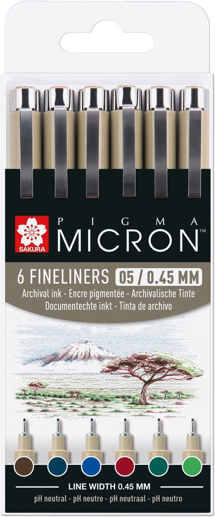 Sakura Pigma Micron 05 fineliner set Earth | 6 colors