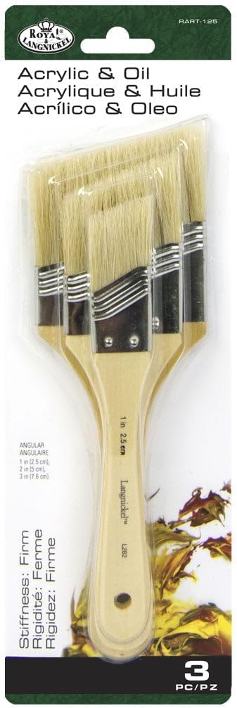 3Pc White Bristle Angular Brus