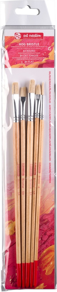 Talens Art Creation Oil & acrylic brush set hog bristle | 5 brushes