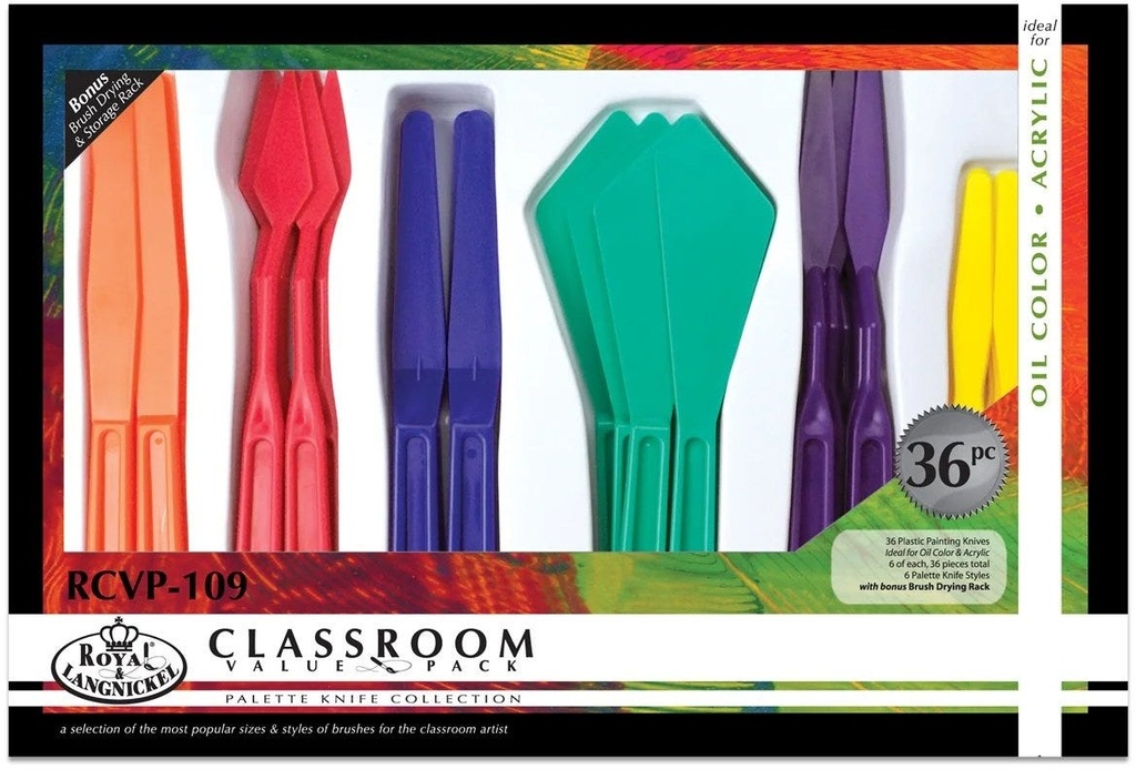 36 PC PLASTIC PALETTE KNIFE BO
