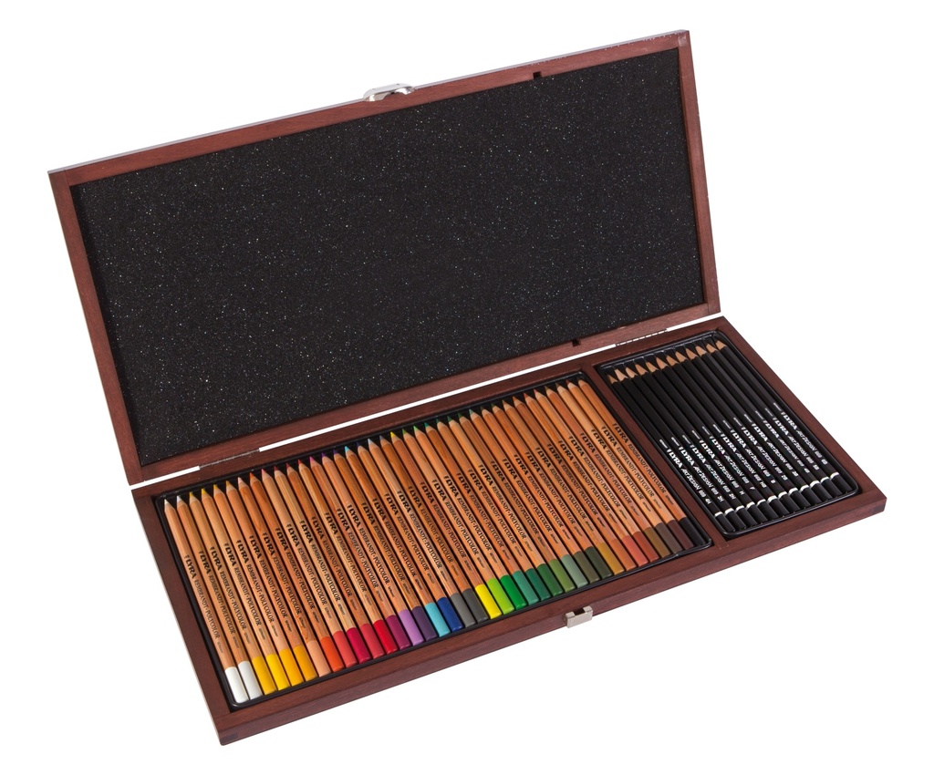 Wooden Box Rembrandt Polycolor + Art Design 48 Pcs