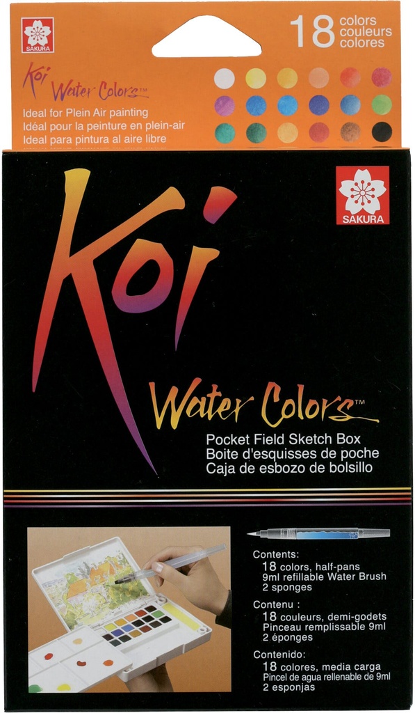Sakura Koi Water Colors Pocket Field Sketch Box | 18 half pans