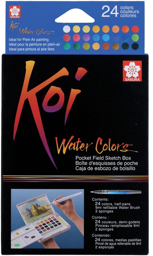 Sakura Koi Water Colors Pocket Field Sketch Box | 24 half pans