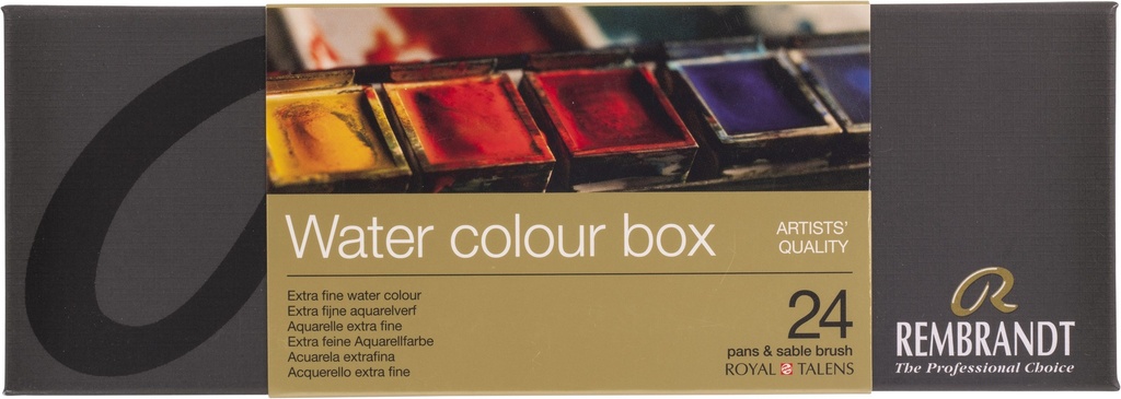 Rembrandt Watercolor metal tin set | 24 pans + brush