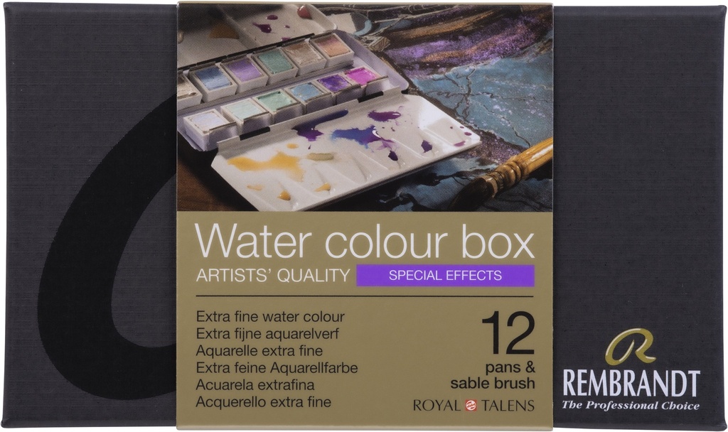Rembrandt Watercolor metal tin set Specialty color Selection | 12 pans + brush