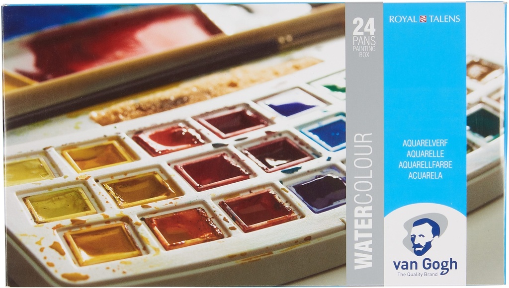 Van Gogh Watercolor plastic case set | 24 half pans