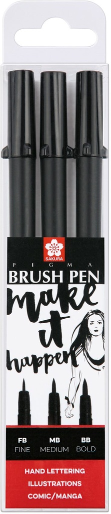 Sakura Pigma Brush Pen set | 3 sizes, black