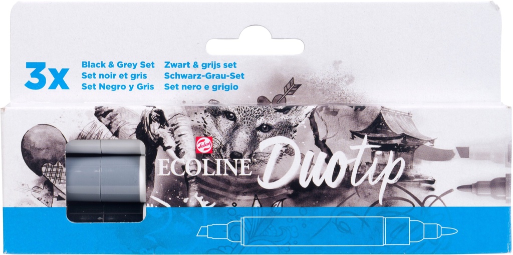 ECOLINE DUO TIP BLCK-GREY SET3