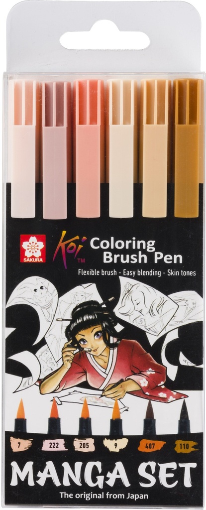 Sakura Koi Coloring Brush Pen Manga set | 6 colors