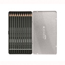 Metal Case Rembrandt Art Design Set 12 Pencils
