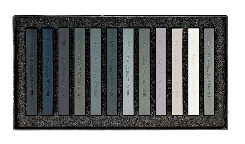 Cardboard Box GRey Tones Set 12 Pastels Crayon GRey Tones Assorted