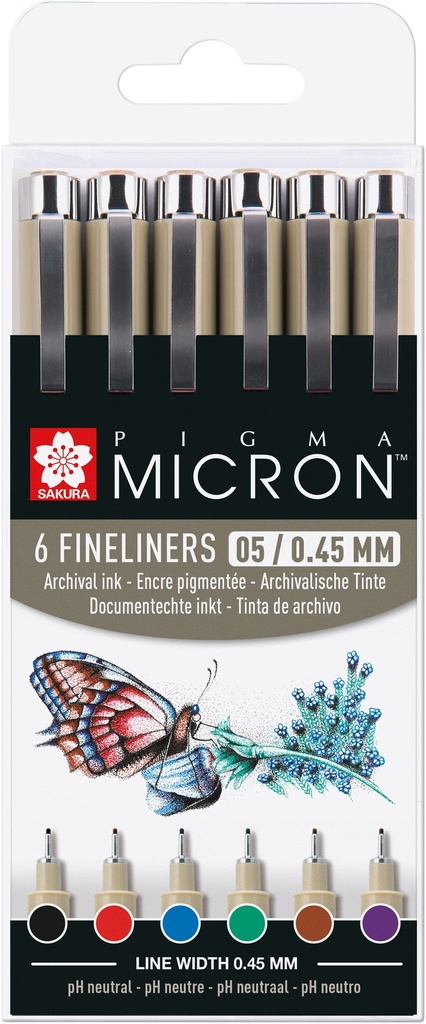 Sakura Pigma Micron 05 fineliner set | 6 colors