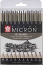 Sakura Pigma Micron fineliner set | 10 sizes, black