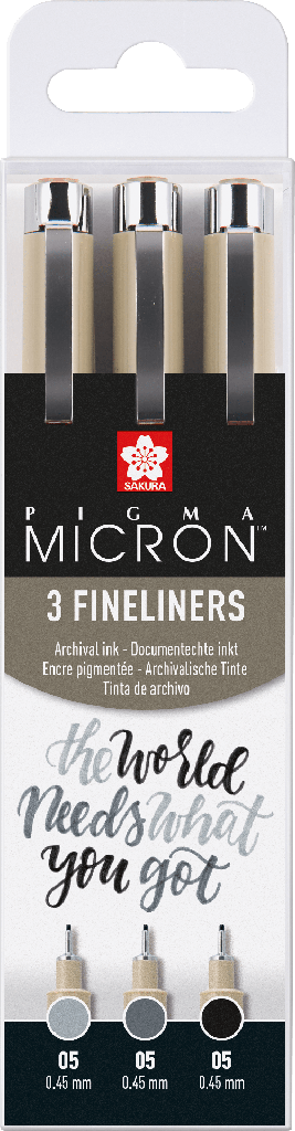 PIGMA MICRON 05 SET 3 BK+GR#