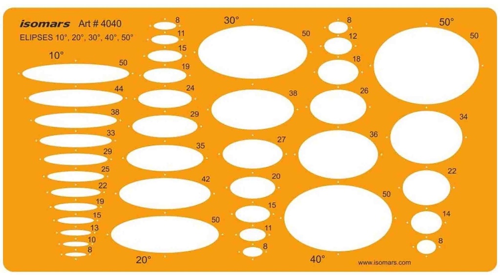 Elipses 10°, 20°, 30°, 40°, 50° - Size 225 X 125mm