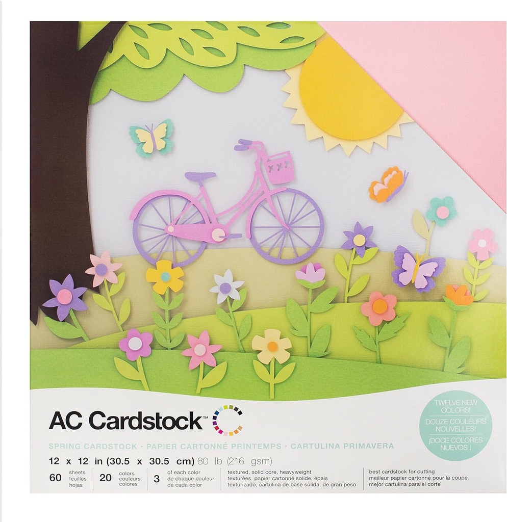 Variety Pack - Ac - Cardstock - 12 X 12 - Textured - Spring (60 Piece)
