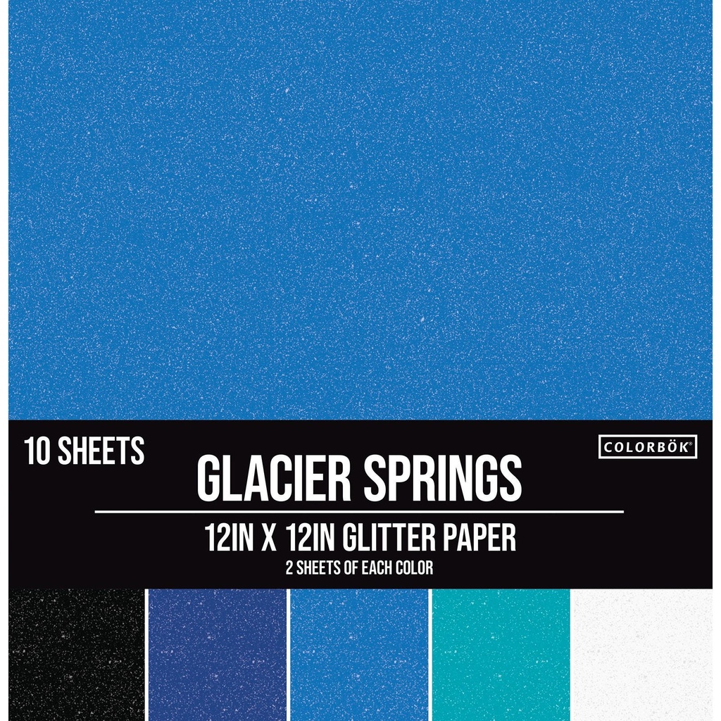 Paper Pad - Colorb K - 12 X 12 - Glitter Paper - Glacier Springs - 10 Sheets
