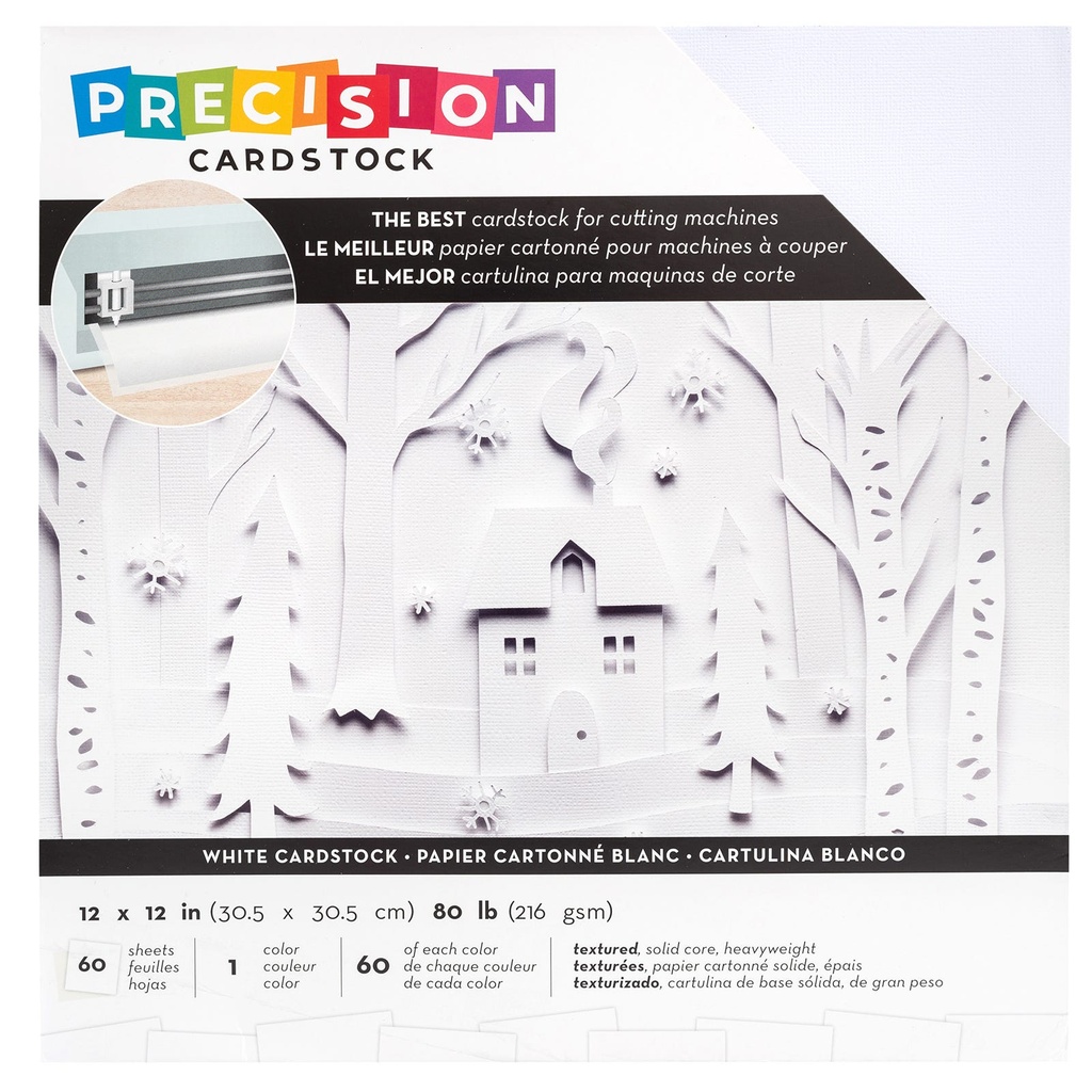 Paper Pack - AC - Precision Cardstock - 12 X 12 - White - Textured - 60 Sheets