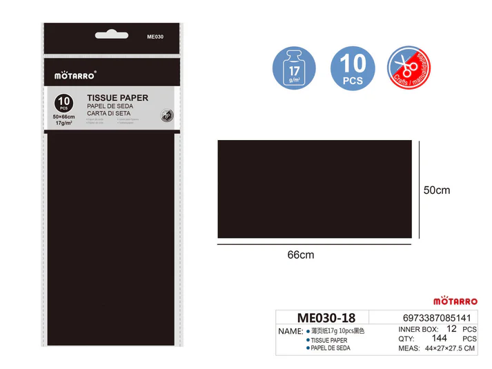 Tissue Paper 50x66cm/17g 10pcs Black