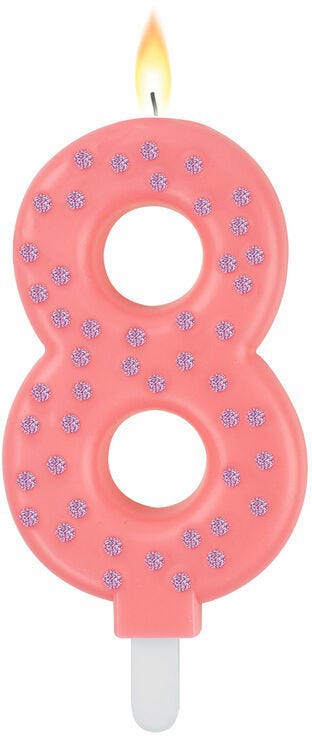 Maxi Cake Candle - Number 8 - Pink