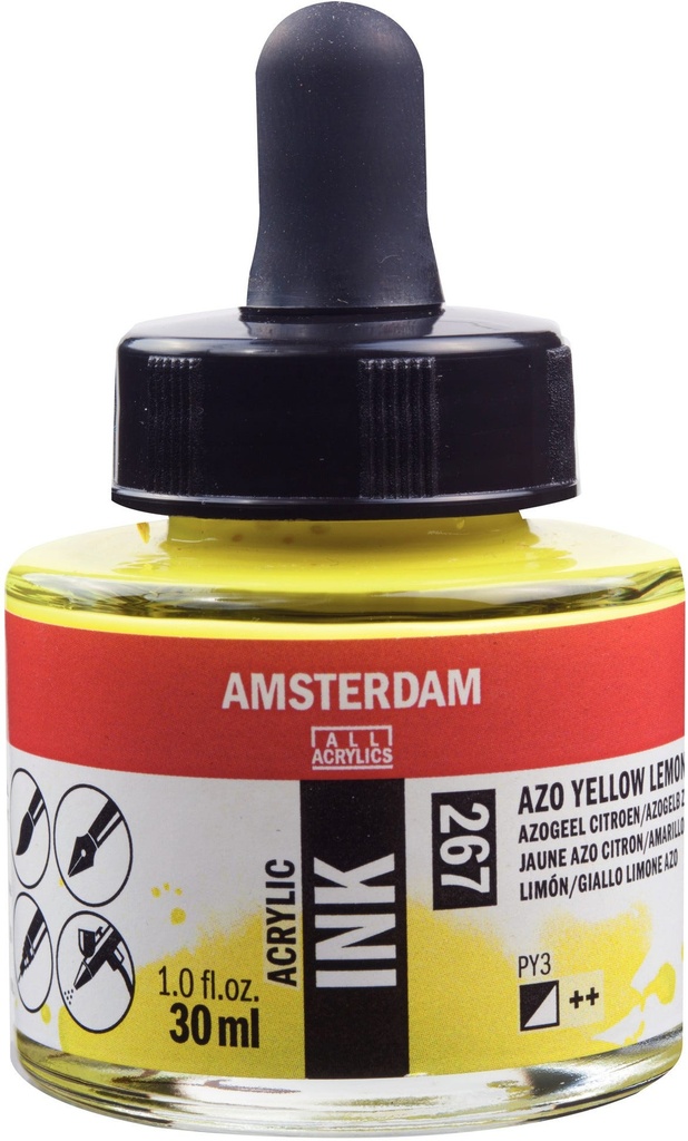 Amsterdam Acrylic Ink Bottle 30 ml Azo Yellow Lemon 267