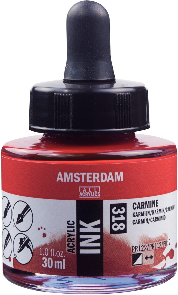 Amsterdam Acrylic Ink Bottle 30 ml Carmine 318