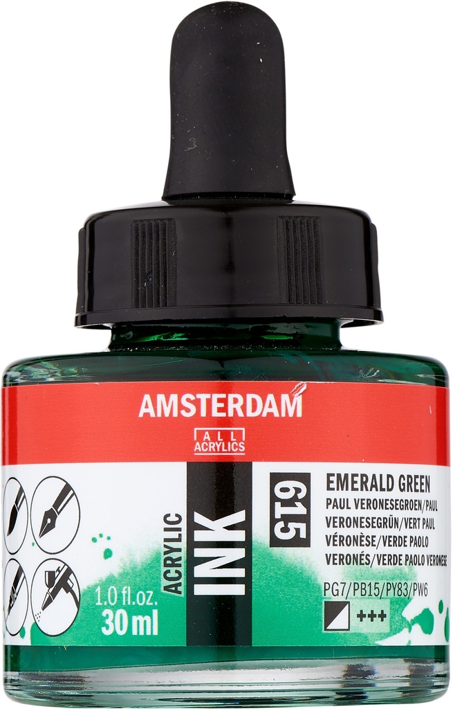 Amsterdam Acrylic Ink Bottle 30 ml Emerald Green 615