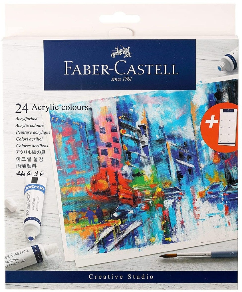 Faber-Castell Acrylic Colors Set of 24 X 9ml Tubes in a Cardboard Pack
