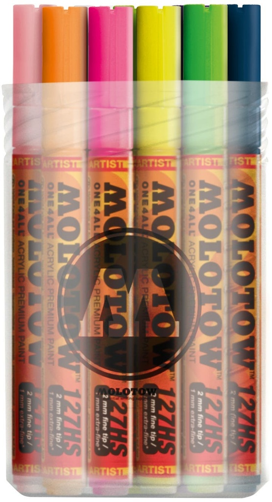 Acrylic Marker One4All 127HS 2mm Box Main-Kit 2 Rectangle Ast Molotow