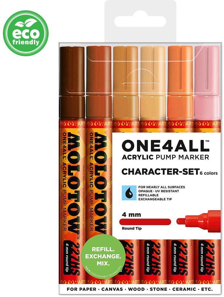 Acrylic Marker One4All 227HS 4mm Wallet Character-Set Rectangle Ast Molotow