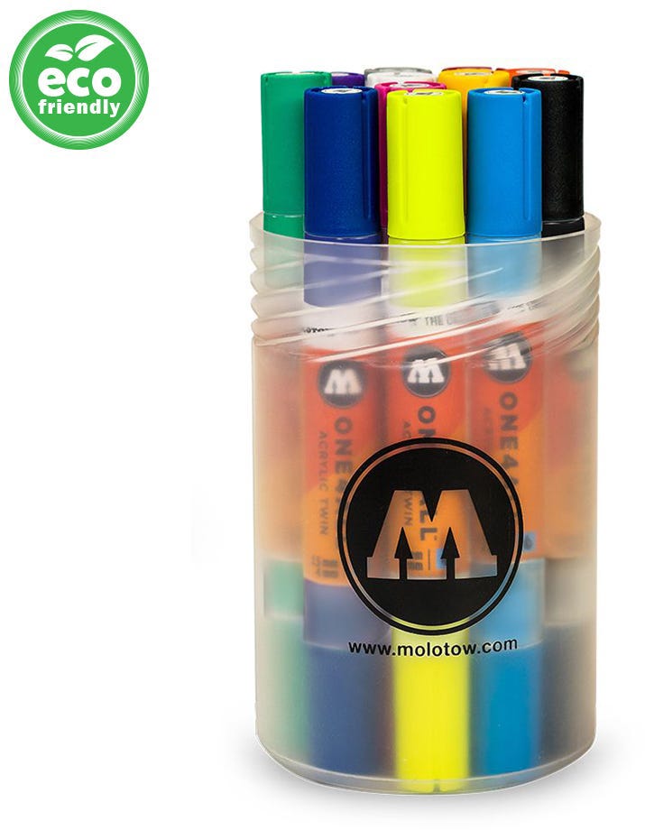 Acrylic Marker One4All Twin 1,5/4mm Box Main-Kit 1 Rectangle Ast Molotow