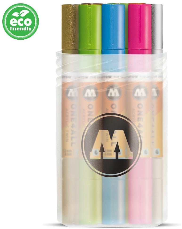 Acrylic Marker One4All Twin 1,5/4mm Box Main-Kit 2 Rectangle Ast Molotow