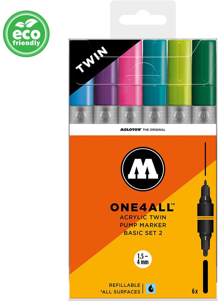 Pencils One4All Acrylic Twin Basic-Set 2 Wallet Rectangle Ast Molotow