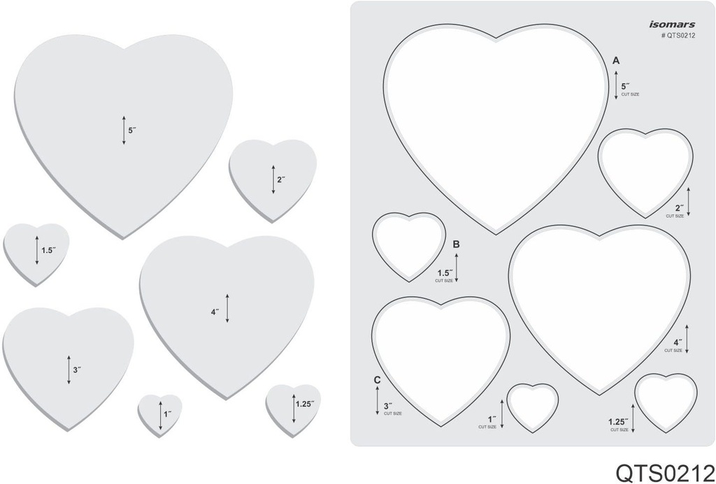 Quilting Template Heart Shapes - 9" x 11"